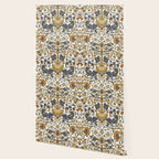William Morris Vintage Lodden Blue Gold Wallpaper Gallery Image 2