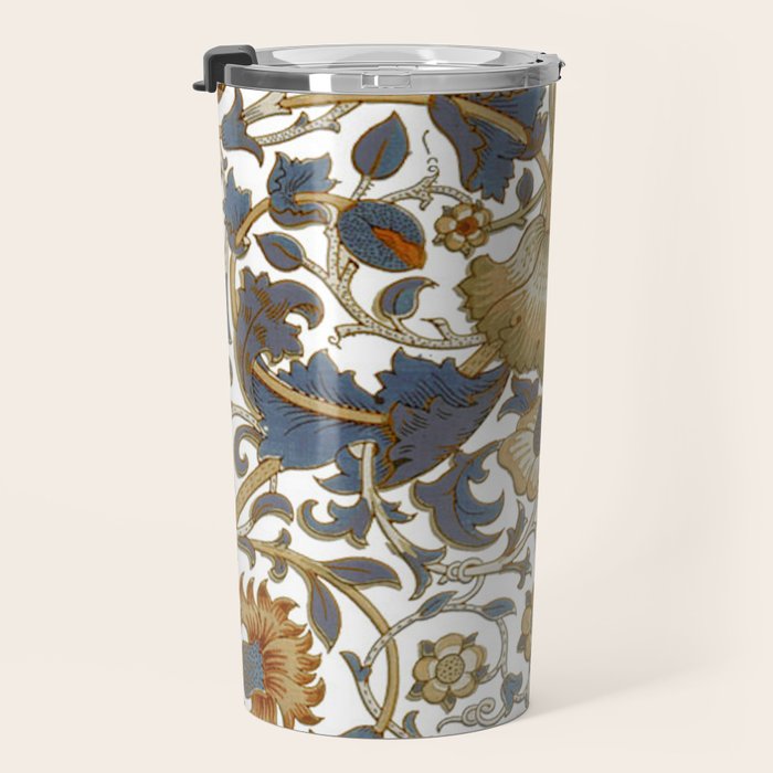 William Morris Vintage Lodden Blue Gold Travel Mug Gallery Image 3