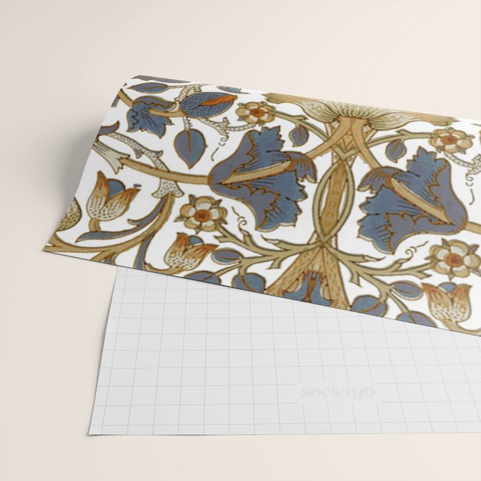 William Morris Vintage Lodden Blue Gold Wrapping Paper Gallery Image 2