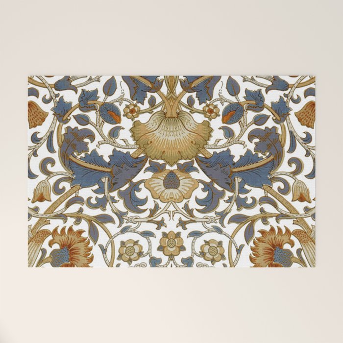 William Morris Vintage Lodden Blue Gold Welcome Mat Gallery Image 1