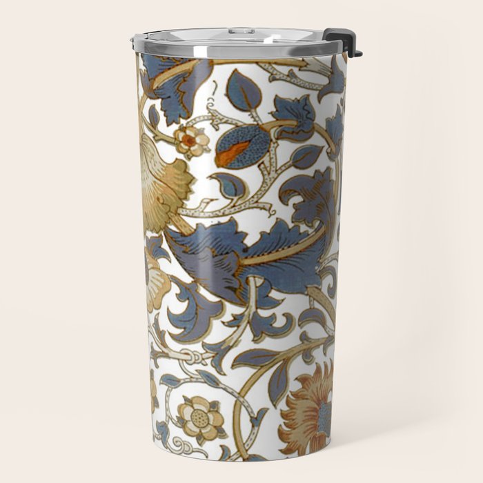 William Morris Vintage Lodden Blue Gold Travel Mug Gallery Image 2