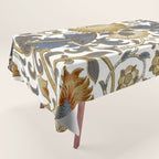 William Morris Vintage Lodden Blue Gold Tablecloth Gallery Image 1