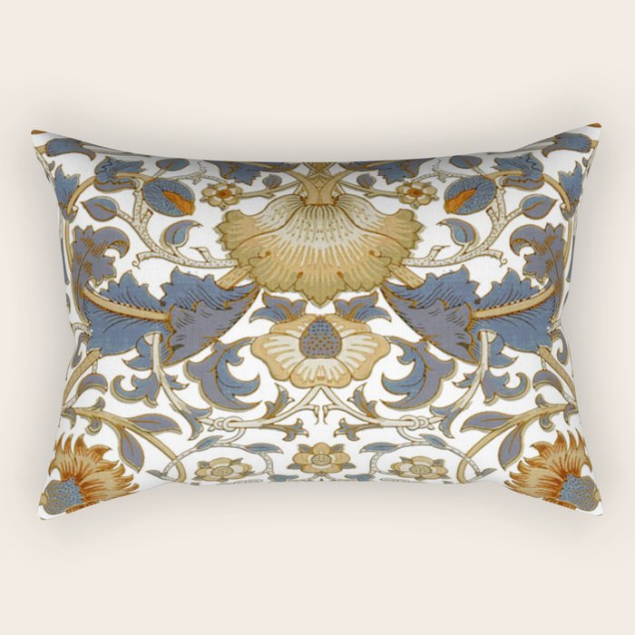 William Morris Vintage Lodden Blue Gold Rectangular Pillow Gallery Image 1