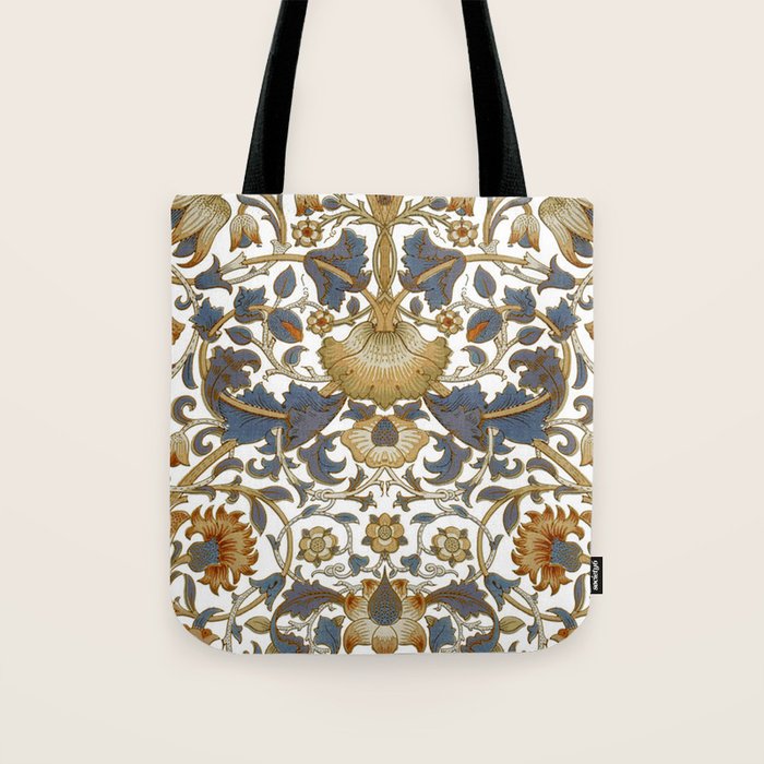 William Morris Vintage Lodden Blue Gold Tote Bag Gallery Image 1