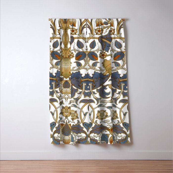 William Morris Vintage Lodden Blue Gold Window Curtain Gallery Image 3