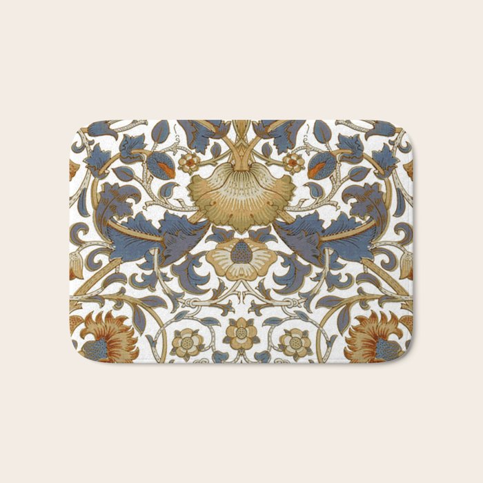 William Morris Vintage Lodden Blue Gold Bath Mat Gallery Image 1