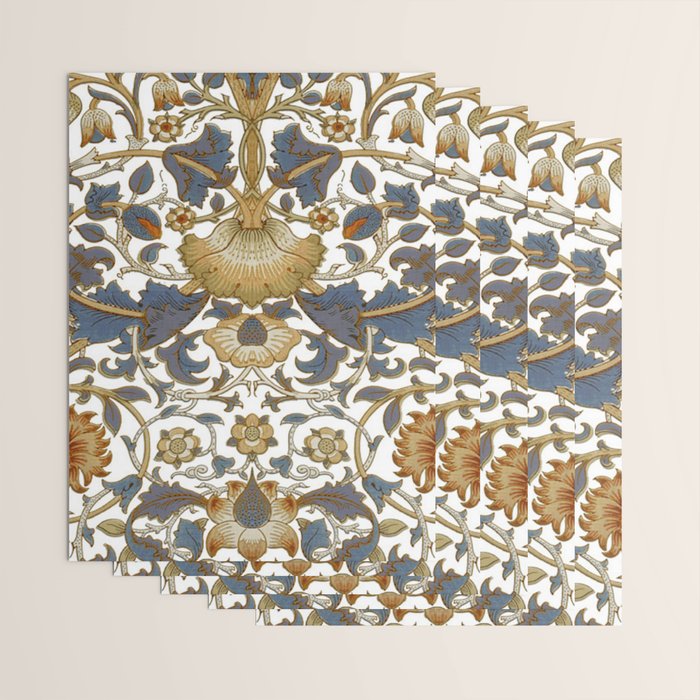 William Morris Vintage Lodden Blue Gold Wrapping Paper Gallery Image 3