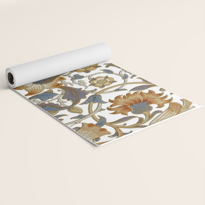 William Morris Vintage Lodden Blue Gold Yoga Mat Gallery Image 2