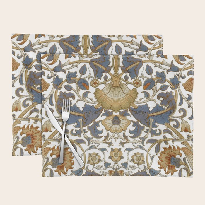 William Morris Vintage Lodden Blue Gold Placemat Gallery Image 1