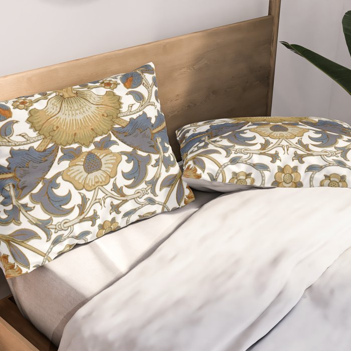 William Morris Vintage Lodden Blue Gold Pillow Sham Gallery Image 2