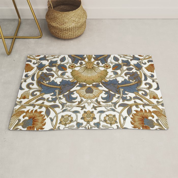 William Morris Vintage Lodden Blue Gold Rug Gallery Image 1