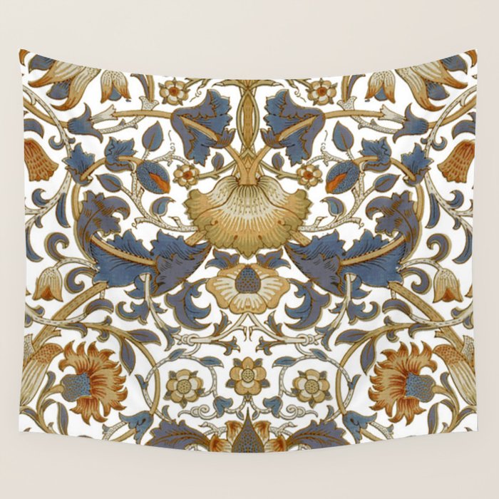 William Morris Vintage Lodden Blue Gold Wall Tapestry Gallery Image 1