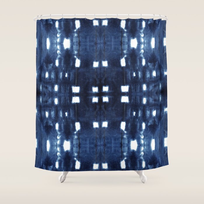 Shibori City Blue Shower Curtain Gallery Image 1
