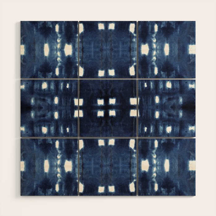 Shibori City Blue Wood Wall Art Gallery Image 1