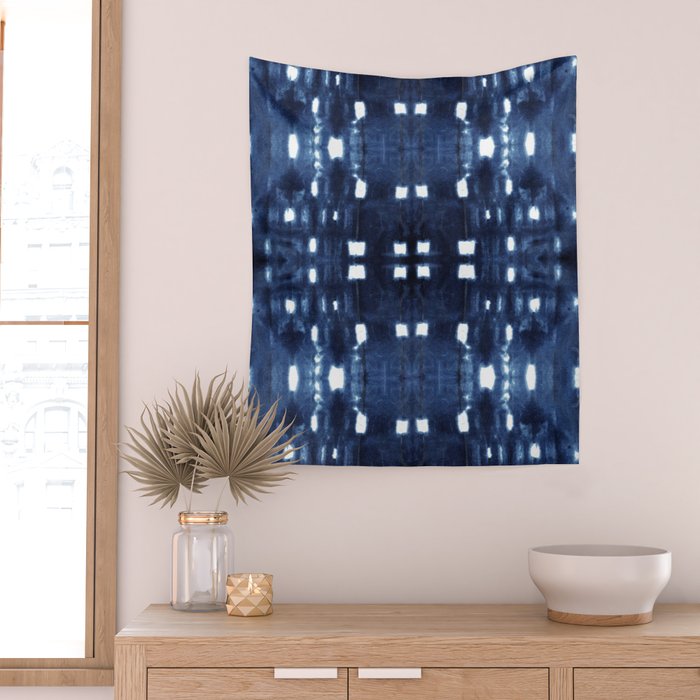 Shibori City Blue Wall Tapestry Gallery Image 2