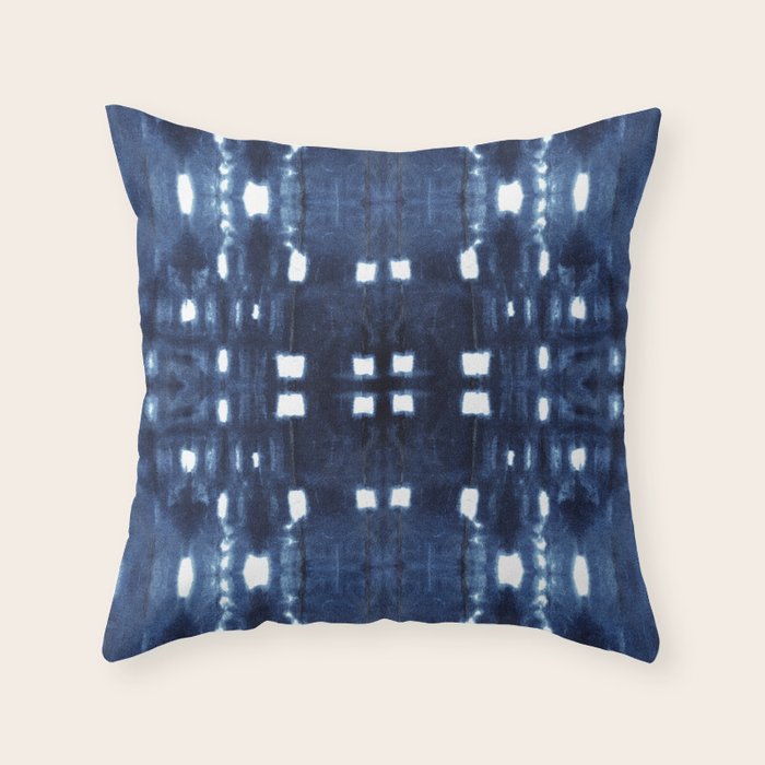 Shibori City Blue Throw Pillow Gallery Image 1