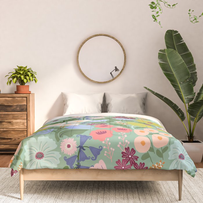Meadow muse - green Comforter Gallery Image 3