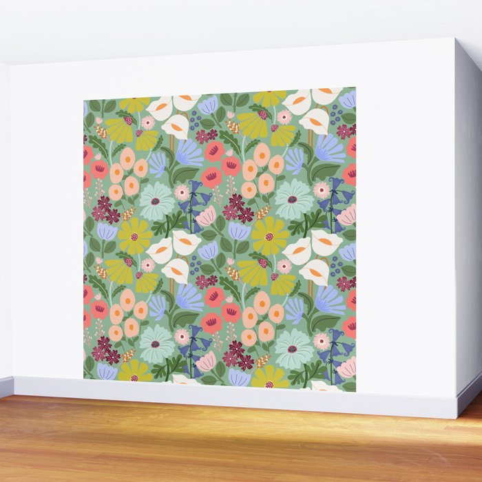 Meadow muse - green Wall Mural Gallery Image 2