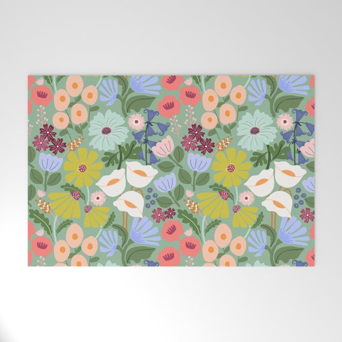 Meadow muse - green Welcome Mat Gallery Image 1