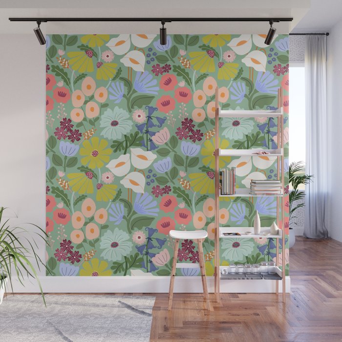 Meadow muse - green Wall Mural Gallery Image 1