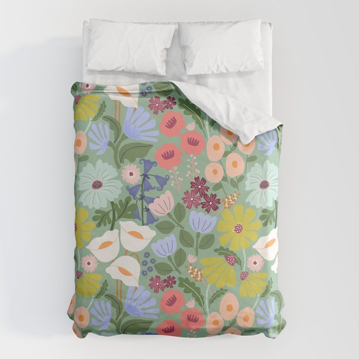 Meadow muse - green Duvet Cover Gallery Image 1