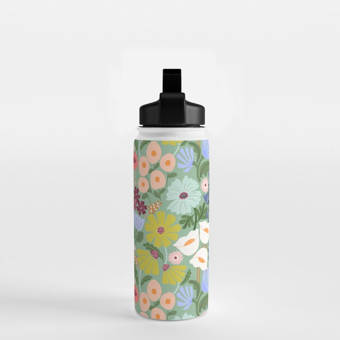 Meadow muse - green Water Bottle Gallery Image 2