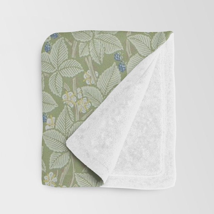 William Morris Bramble Thyme Green Throw Blanket Gallery Image 3