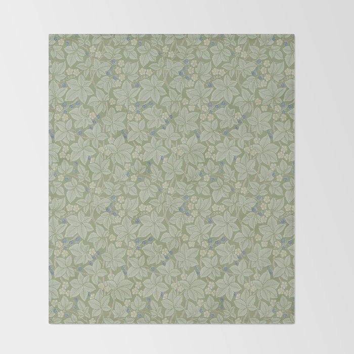 William Morris Bramble Thyme Green Throw Blanket Gallery Image 2