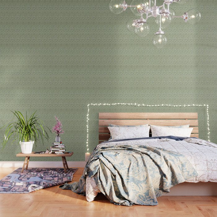William Morris Bramble Thyme Green Wallpaper Gallery Image 1