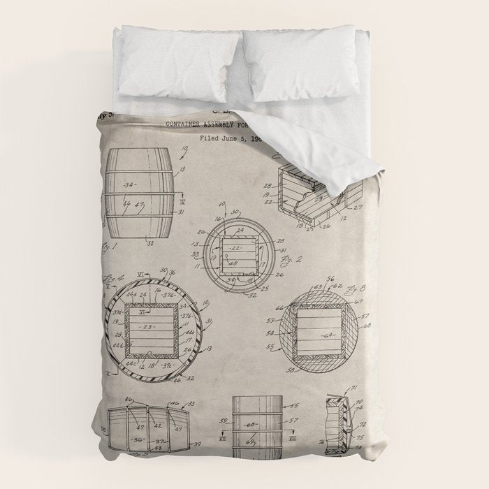 Whisky Barrel Patent - Whisky Art - Antique Duvet Cover Gallery Image 6