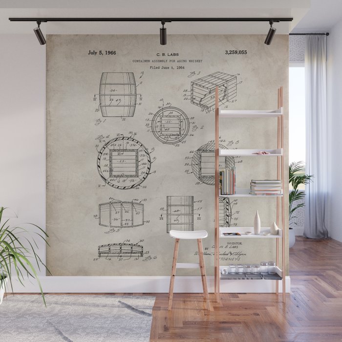 Whisky Barrel Patent - Whisky Art - Antique Wall Mural Gallery Image 1