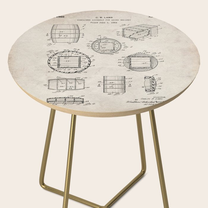 Whisky Barrel Patent - Whisky Art - Antique Side Table Gallery Image 2