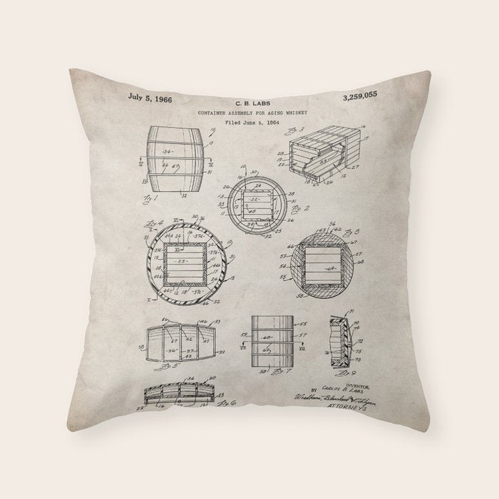 Whisky Barrel Patent - Whisky Art - Antique Throw Pillow Gallery Image 6