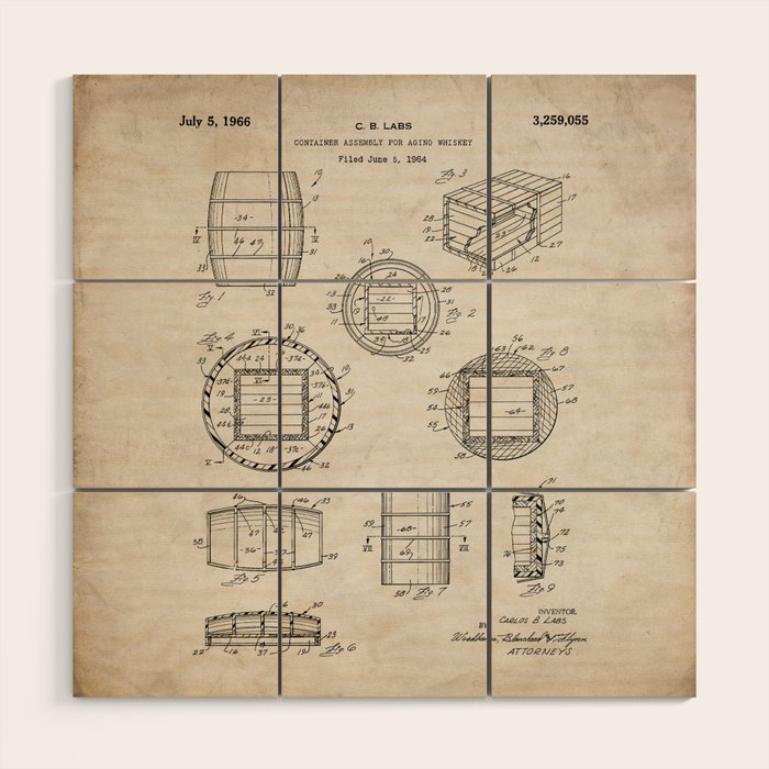 Whisky Barrel Patent - Whisky Art - Antique Wood Wall Art Gallery Image 1