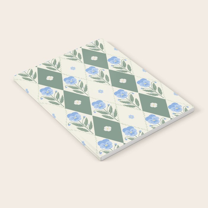 Pansy Diamond Floral Pattern Notebook Gallery Image 1