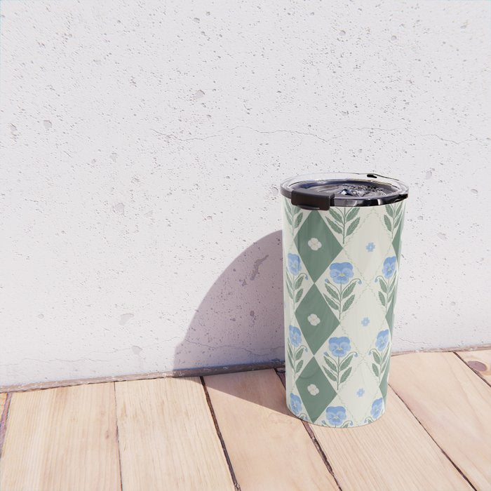 Pansy Diamond Floral Pattern Travel Mug Gallery Image 4