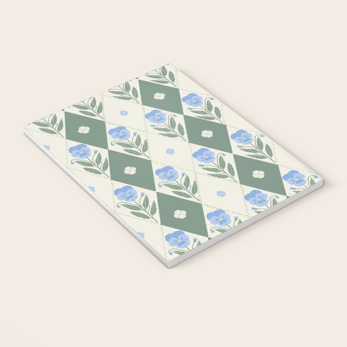 Pansy Diamond Floral Pattern Notebook Gallery Image 3