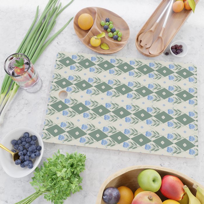 Pansy Diamond Floral Pattern Cutting Board Gallery Image 2
