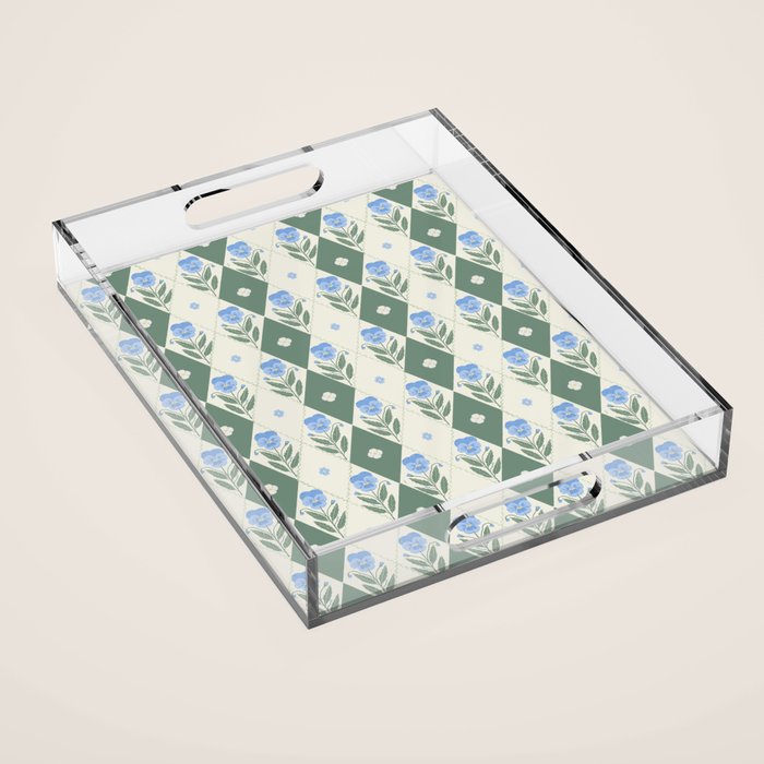 Pansy Diamond Floral Pattern Acrylic Tray Gallery Image 1