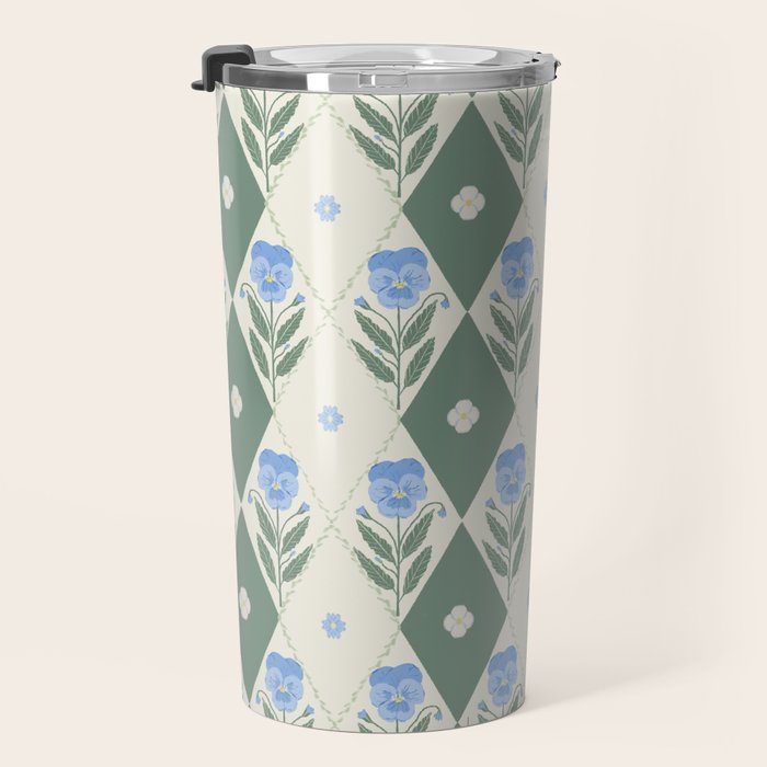 Pansy Diamond Floral Pattern Travel Mug Gallery Image 3