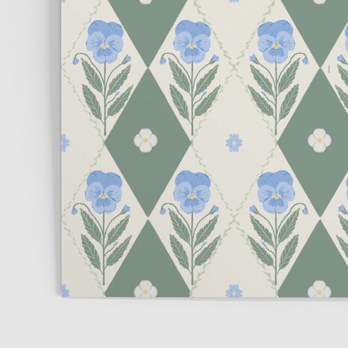 Pansy Diamond Floral Pattern Poster Gallery Image 3