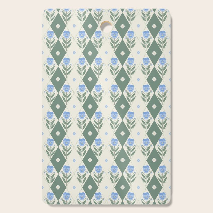 Pansy Diamond Floral Pattern Cutting Board Gallery Image 1