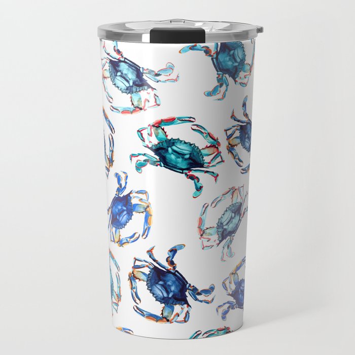 Watercolor Blue Crab Travel Mug Gallery Image 1