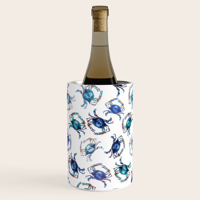 Watercolor Blue Crab Wine Chiller Gallery Image 1