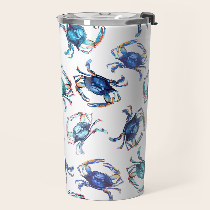 Watercolor Blue Crab Travel Mug Gallery Image 2