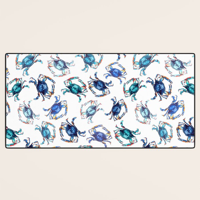 Watercolor Blue Crab Desk Mat Gallery Image 3
