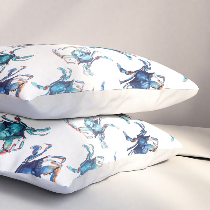 Watercolor Blue Crab Pillow Sham Gallery Image 3