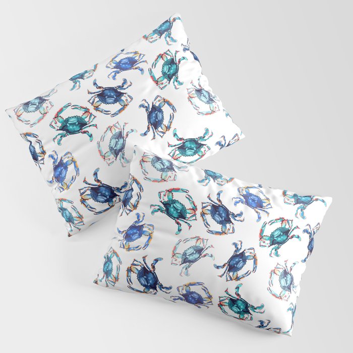 Watercolor Blue Crab Pillow Sham Gallery Image 1