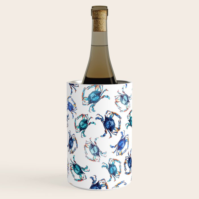 Watercolor Blue Crab Wine Chiller Gallery Image 3