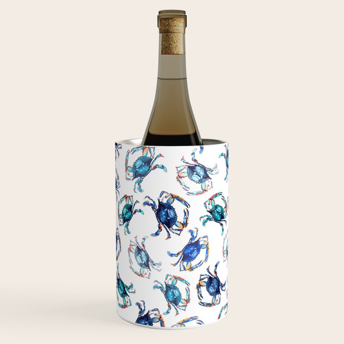 Watercolor Blue Crab Wine Chiller Gallery Image 2